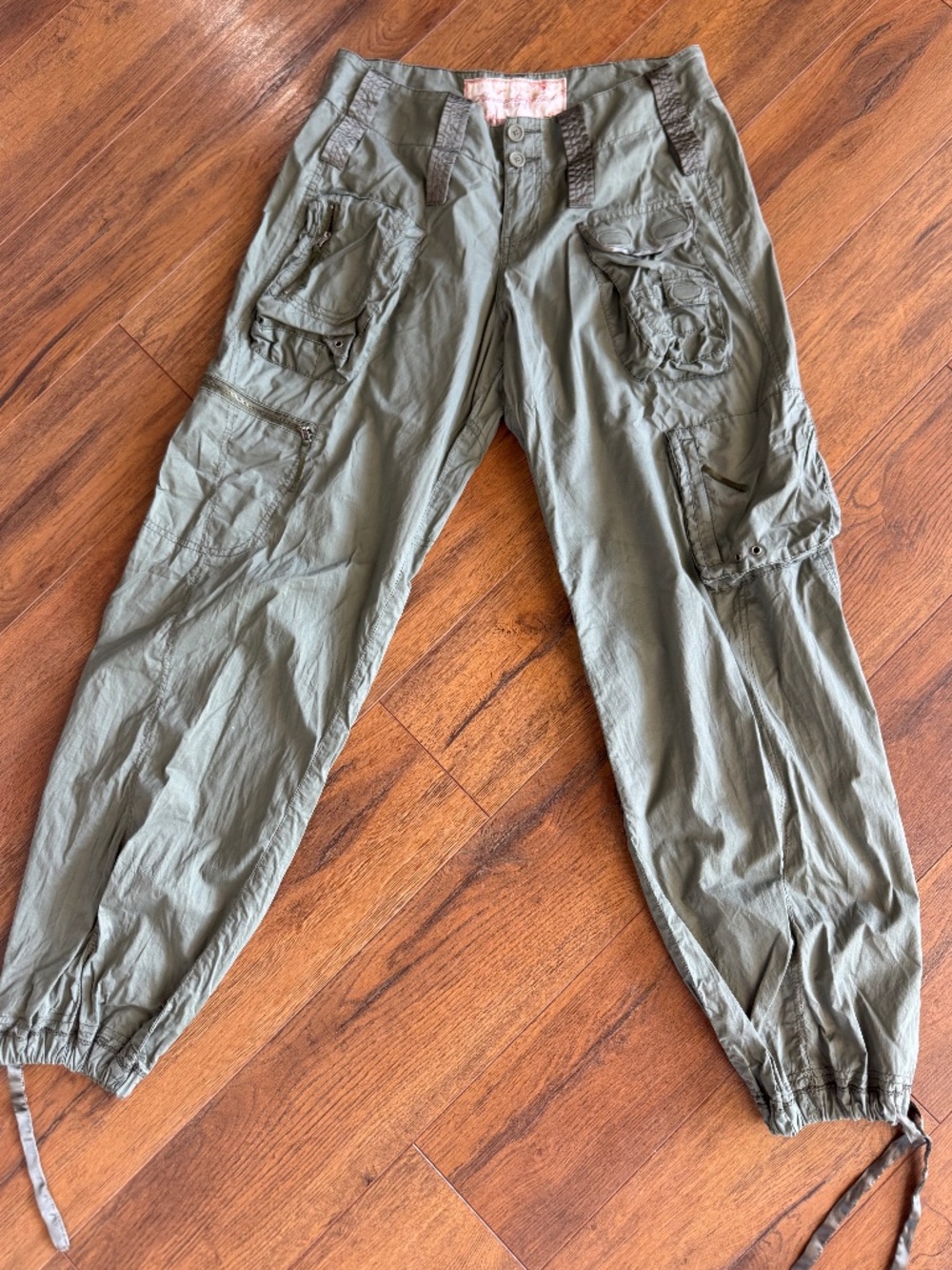 Vintage A&F Olive Cargo Parachute Pants Y2K Utility Size 8